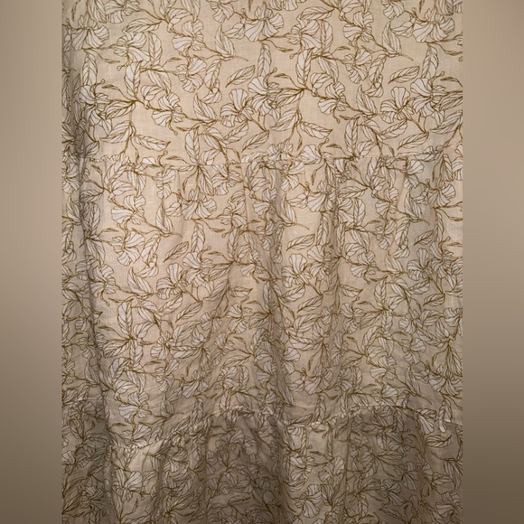 RACHEL ZOE 100% Linen Sleeveless tiered Dress, cream gold floral print, size XL - Picture 6 of 9